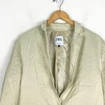 ZARA Satin Blazer Size Medium Pistachio Green 2010/734 Oversized Boyfriend Photo 3