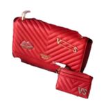 Victoria's Secret Victoria’s Secret Red Decorated Handbag With Card Holder Photo 2
