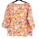 Talbots  Tee 3/4 Sleeve Boat Neck Shirt Knit‎ Stretch Floral Orange Size 2X Photo 0