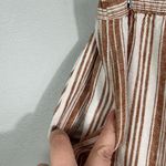 CHAUS NEW YORK Chaus Burnt Orange White Striped Linen Blend Pull On Split Leg Straight Leg Pant Photo 3