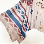 Mono B Aztec Print Poncho Pullover Top One Size Tan Size M Photo 5