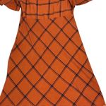 Modcloth Orange Plaid Flutter Sleeve V Neck Midi Dress Womens M Photo 14