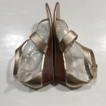 Coach Vienna Gold Pebble Leather T-Strap Wedge Sandal Photo 3