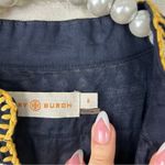 Tory Burch Navy Embroidered Fringe Detail 100% Cotton Tunic Size 8 Photo 9