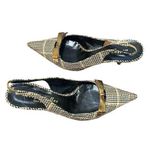 Bettye Muller  Cream Plaid Fabric Slingback Pumps Sz 41 Photo 0