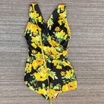 Denim&Co Swimsuit Sarong Front Swimdress One Piece Floral 8 Yellow Photo 6