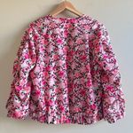 ZARA Floral Bomber Jacket Womens Size M Pink floral bomber Jacket Full Zip Up Photo 6