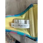 Seafolly Australia Abstract Blue & Orange Face Print Halter Bikini Top Photo 3