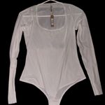 SKIMS Size XL Jelly Sheer Long Sleeve Bodysuit Top Scoop Neck Marble White NWT Photo 8