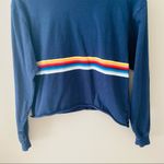 Brandy Melville  Striped Long Sleeve Crop Top Blue Sz OS Photo 2