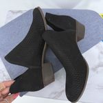 Lucky Brand Baley Black Suede Perforated V Cut Ankle Boots 12M Chop Out Boho Photo 6