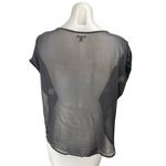 Ecote Multicolor Velvet Velour Paisley Short Sleeve Sheer Mesh Blouse Top Size M Photo 1