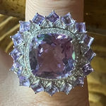 Natural Rose de France Amethyst Sterling Silver Cocktail Ring Size 9 Photo 0
