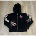 Disney Parks Y2K Black Full Zip Hoodie Women's M Mickey Mouse Rose Tattoo Size M Photo 0