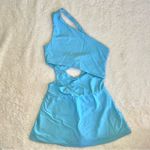 SheIn NWOT One-Shoulder Light Blue Romper Dress with Cutout size Small Photo 2