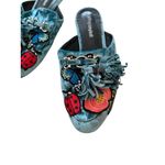 Jeffrey Campbell Blue Crushed Velvet Ladybug Floral Mules Flats Size 8.5 Photo 5