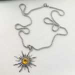 Sun Eyes Pendant Necklace for Men Women Streetwear Punk Hip Hop Unisex Style Silver Photo 2