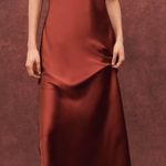ZARA  maxi dress cognac rust satin slip midi casual summer  Photo 4