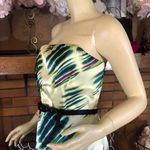 The Limited  GREEN, PURPLE AND BLUE PRINT STRAPLESS SILK DRESS WITH BELT NWT (12) Photo 11