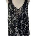 Jennifer Lopez Black Chain Print V-Neck Sleeveless Top Women Size Small | 15-10 Photo 0