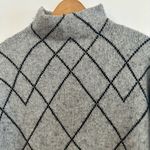 Christian Siriano Arlington Argyle Merino Wool Mock Neck Sweater Small Black Photo 2