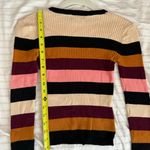 Cute Multicolor Striped Colorful Round Neck Slim Fit Sweater Size Medium Multi Photo 6