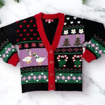 33 Degrees Ugly Christmas Cardigan Sweater Womens Small Holiday Party Black Photo 0