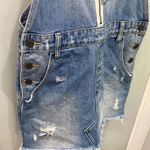 Hidden Women's Cut Off Distressed Denim Overalls Skirt Sz M Blue Size M Photo 4