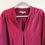Amanda Uprichard Blouse Raspberry Red Silk Split Neck 3/4 Sleeves Tunic Sz M EUC Photo 2