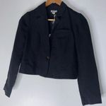 Sundance NWT  Crop Single Button Blazer Black‎ Cotton Linen Blend PS Photo 0