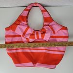Kate Spade Womens Bow Bag Red Pink Striped Ribbon Nylon Tote Handbag Purse Photo 10