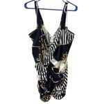 Venus  Nautical Ruching Tankini Swim Tank Top Navy White and Gold Plus Size 3X Photo 5