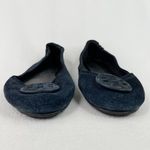 Tory Burch  Minnie Suede Leather Travel Ballet Flat 7.5 Navy Blue Foldable Photo 4