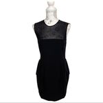 VAN CALOEN Black Sheer Illusion Peplum Sheath‎ Dress Made in Italy Size M Size M Photo 1