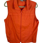 Chico's Orange Cotton Nylon Full Zip Lightweight Utility Vest Pockets Size L Photo 0