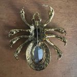 Gold Tone Spider Brooch With Stones Blue Photo 1