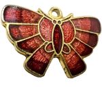 Boutique Delicate Butterfly Necklace Pendant Bracelet Charm Metallic Red and Gold Tone Photo 3