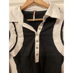 Free People  Wednesday Polo Jersey Top in Black Combo, S Photo 3