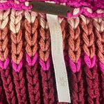 Free People Chunky Knit Devon Striped Boxy Cropped Pink Rose Sweater Size Medium Photo 7