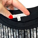 BaeVely NWOT Boutique Silver Sequin Embellished Black T Photo 5