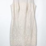 Tadashi Shoji Cream Lace Overlay Sheath Dress Photo 8