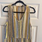 Drew  lemon cole linen yellow striped jumpsuit raw hem size M‎ Photo 3
