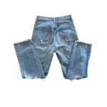 AGOLDE  - 90's Mid Rise Loose Fit Distressed Ripped Straight Leg Jeans in Blue Photo 4
