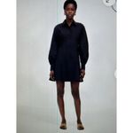 Madewell  $138 Seamed Long-Sleeve Mini Shirtdress in Poplin Black Size 6 NV025 Photo 3