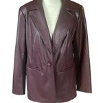 IMAN faux leather reddish brown long sleeve lined blazer jacket coat women's M Size M Photo 0