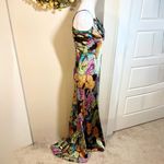 Vintage Zum Zum Y2K Satin Paisley Beaded Slip Maxi Dress Retro Glam Size 3/4 💛 Blue Photo 5