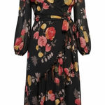 Hutch  Anthropologie Floral Long Sleeve Asymmetrical Wrap Maxi Dress Medium M EUC Photo 0