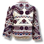 Anthropologie  Size M Greenwich White Purple 100% Cotton Embroidered Jacket Aztec Photo 5