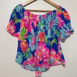 Lilly Pulitzer  Sain Top in Jungle Utopia Size Medium Floral Tropical Vacation Photo 5