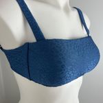 Bar III Satin Cheetah Bandeau Bikini Swim Top in French Navy XS Photo 2